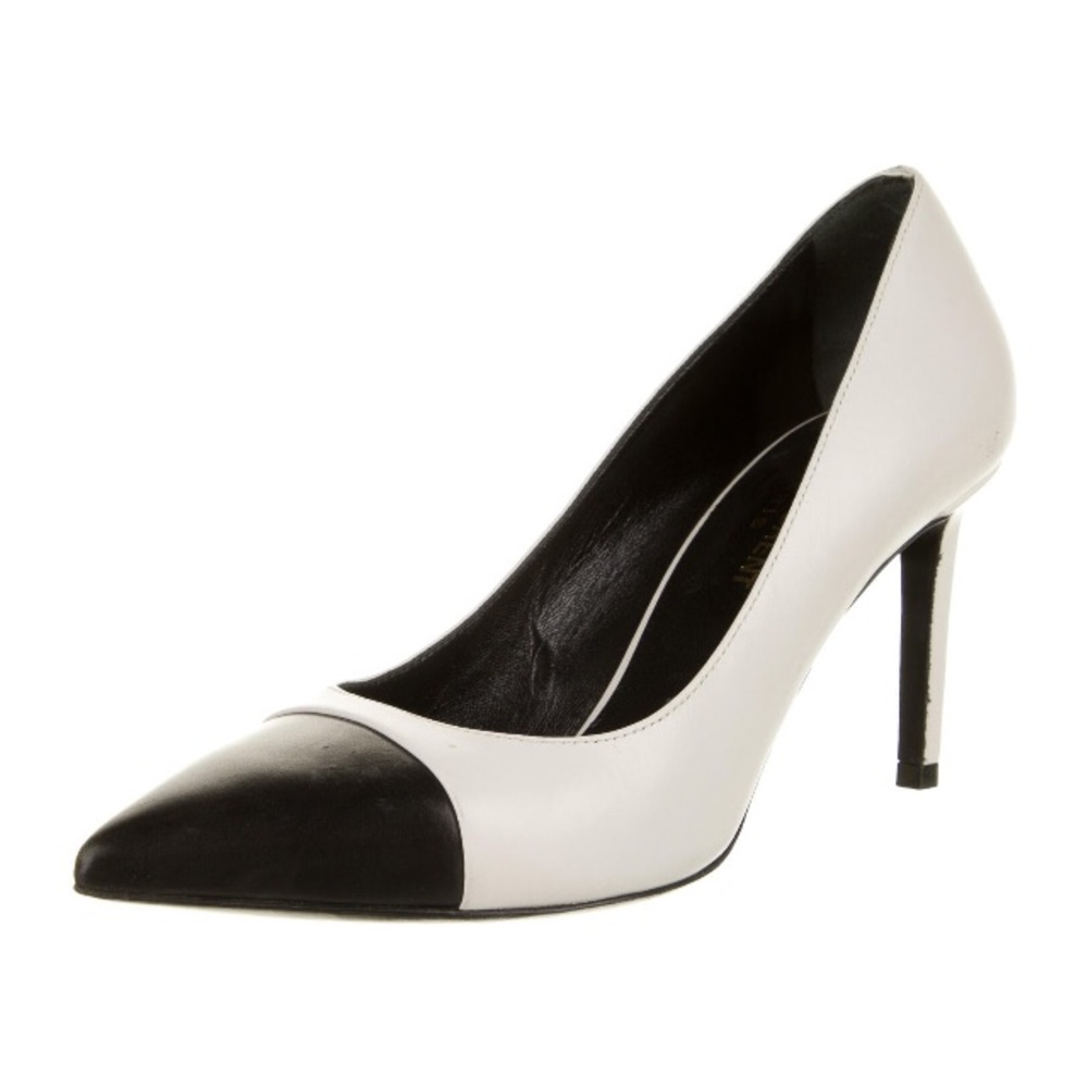 NEW SAINT LAURENT Paris 6.5 authentic black & white pointy toe leather pumps 🥰